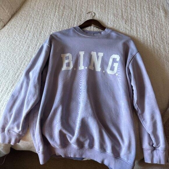 Anine Bing Tyler Sweatshirt Washed Lavender XXS Purple Organic Cotton Jumper - Picture 5 of 6